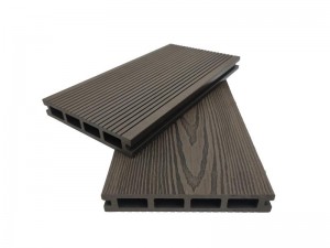 Embossed decking hollow 4 square holes wood grain surface  decking board 160x25mm high quality