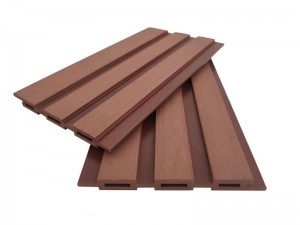 Wpc wall cladding hollow 3 square holes 166x15mm cherry panel long lifetime  mothproof for outdoor