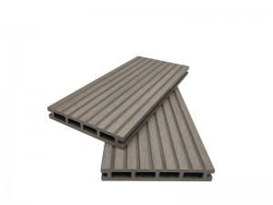 Traditional decking wpc hollow 4 square holes 144x21mm Duo light grey easy to install factory price