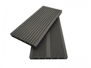 Traditional decking wpc hollow 5 square holes with groove surface 145x20mm black long lifetime for outdoor