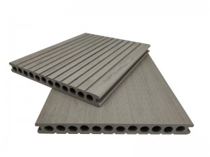 Decking tradizionale in wpc cavo 12 fori tondi 250x25mm superficie scanalata alta qualità Duo grigio chiaro per esterno