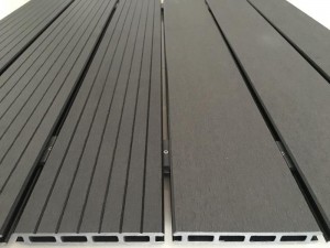 Traditional decking wpc hollow 4 square holes 144x21mm Duo light grey easy to install factory price